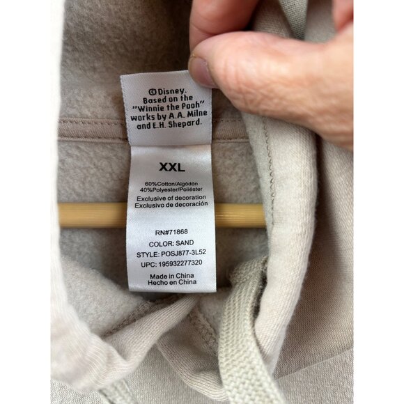 Disney Winnie the Pooh Hoodie Unisex XXL Sand Embroidered Graphic Pullover Y2K - Picture 5 of 9